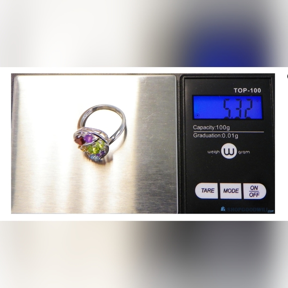 NWOT Sterling silver cocktail ring, semi precious gems, Prime Art & Jewel, sz 8 - Picture 11 of 12